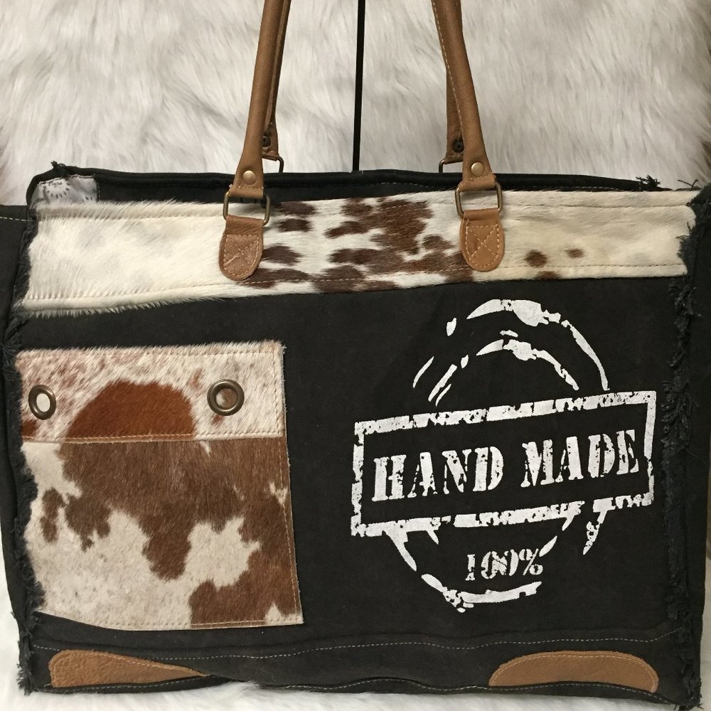 NEW Myra Handmade Weekender Bag Cow Hide Leather